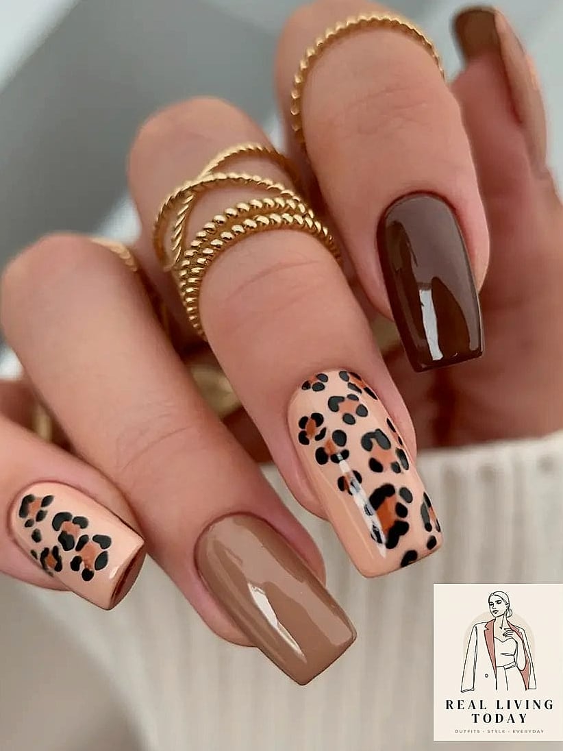 25 Fall Nail Ideas Worth Bookmarking Right Now 16 Animal Print Accent Nails