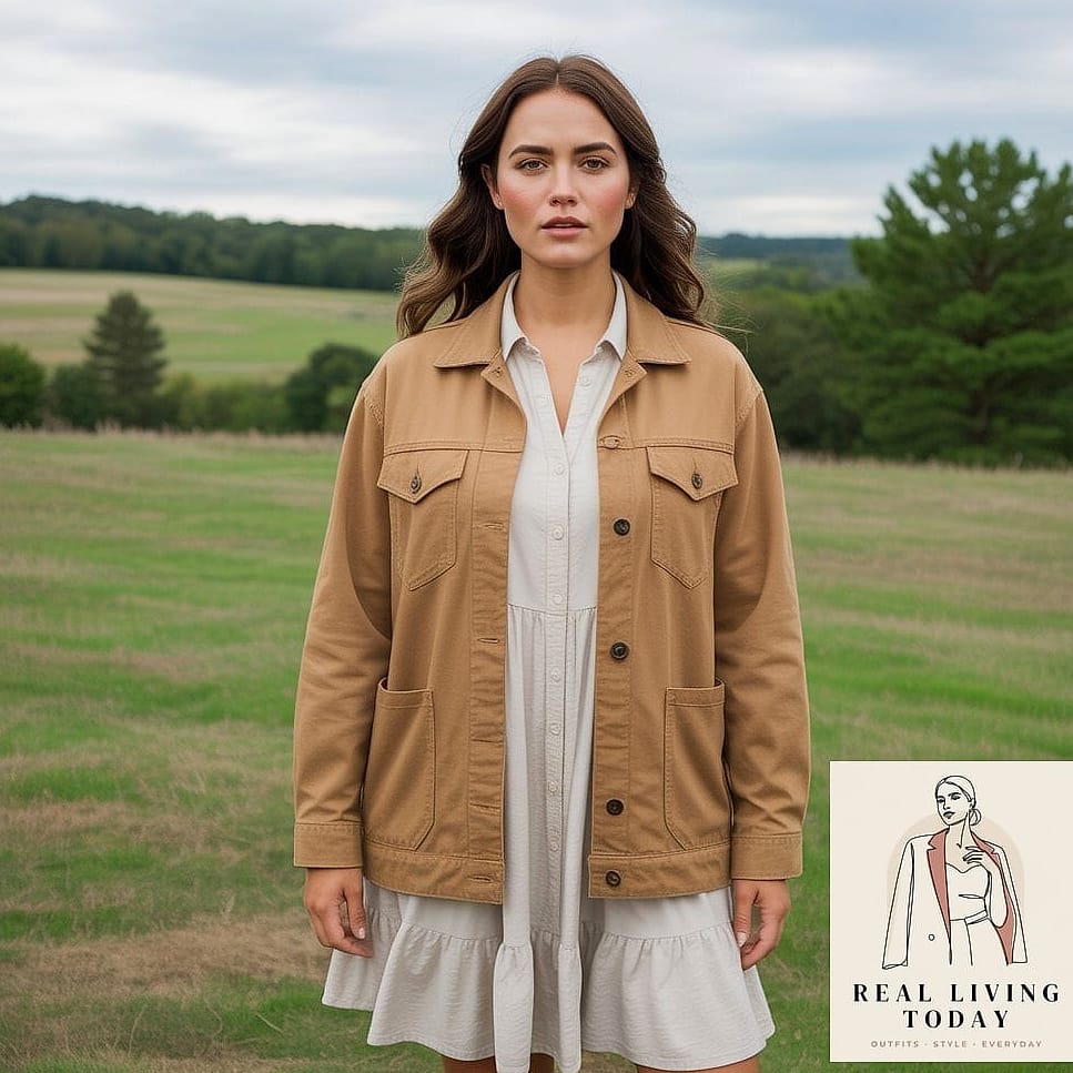 22 Barn Jacket Outfits You'll Want to Wear on Repeat 10 Athletic Dress and Barn Jacket Combo