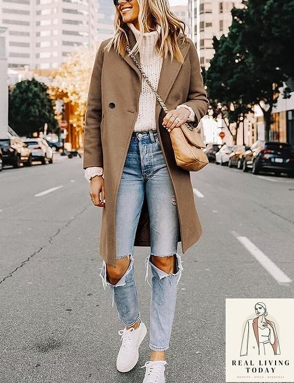Athletic Dress as a Layering Piece Under a Trench Coat