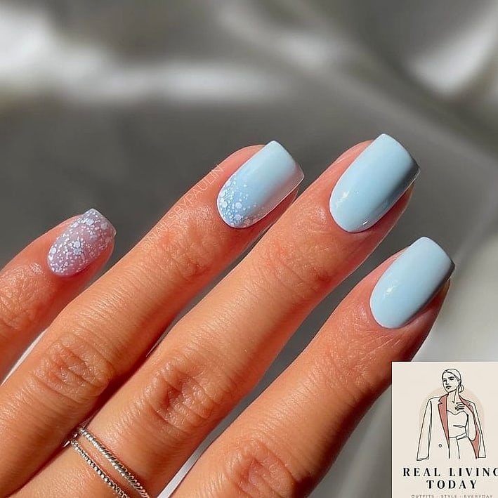 23 Blue Nail Ideas That Are Going Viral on Pinterest 5 Baby Blue Milky Nails