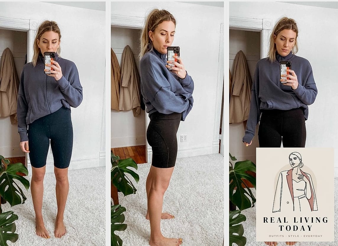30 Millennial Mom Outfits That Are Seriously Stylish Right Now 9 Biker Shorts Under an Oversized Tee