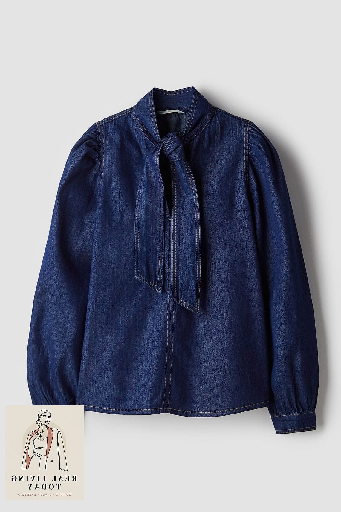30 Dark Blue Jeans Outfit That Actually Look Amazing 18 Blouse with Statement Sleeves