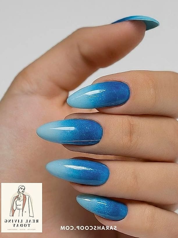 23 Blue Nail Ideas That Are Going Viral on Pinterest 18 Blue Gradient Almond Nails