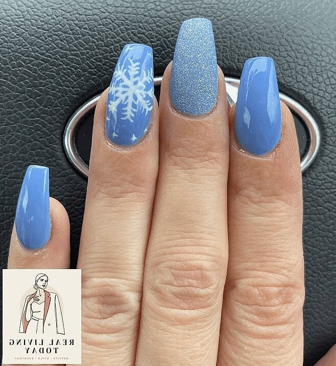 23 Blue Nail Ideas That Are Going Viral on Pinterest 20 Blue Snowflake Nail Art