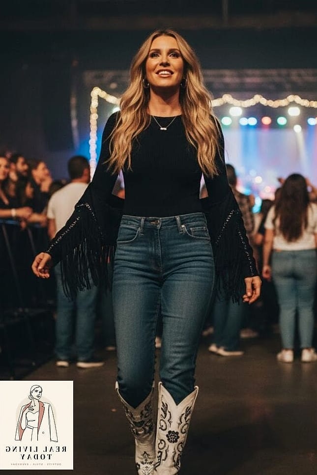 25 Country Concert Outfit Ideas That Are Stylish, Fun and Totally Western 19 Bodysuit and Wide-Leg Trousers