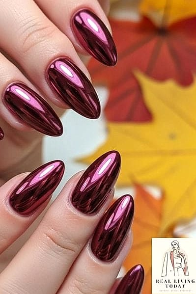 25 Fall Chrome Nail Ideas So Good They're Worth Every Penny at the Salon 2 Burgundy Chrome for Instant Fall Mood