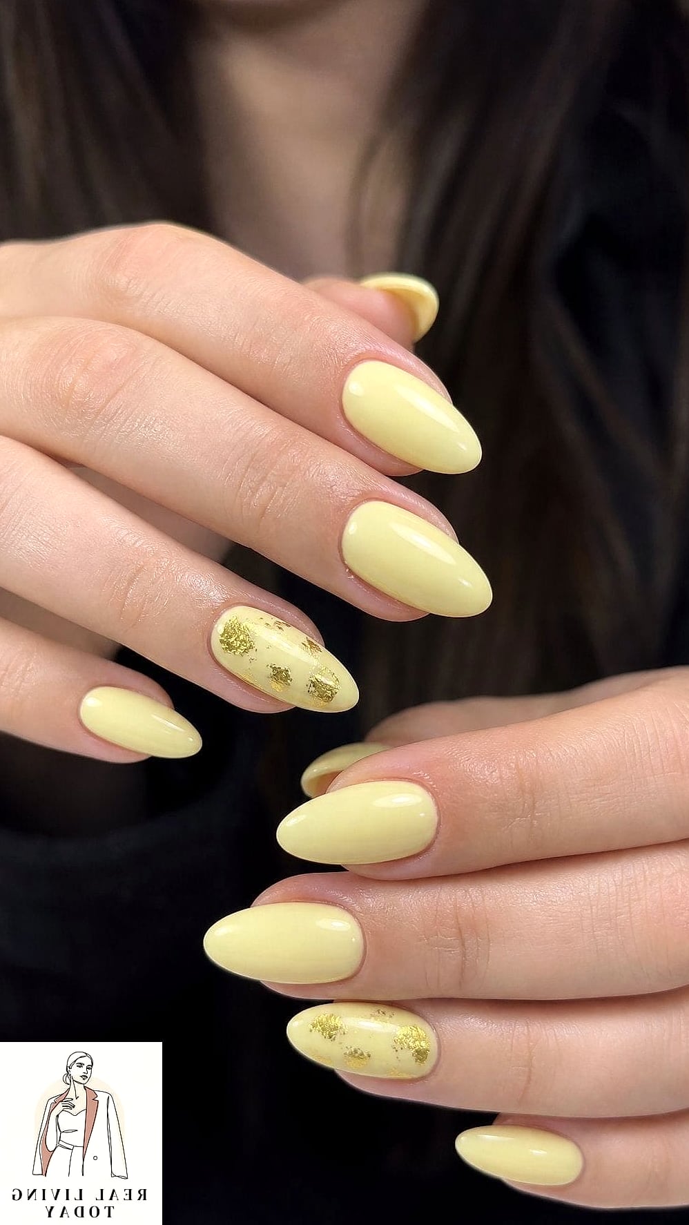 20 Butter Yellow Nails Worth Bookmarking Right Now 7 Butter Yellow with Gold Foil Accents