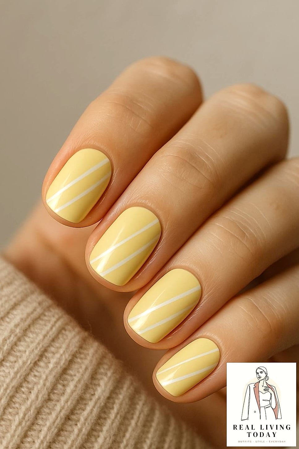 20 Butter Yellow Nails Worth Bookmarking Right Now 19 Butter Yellow Nails with Abstract Line Art