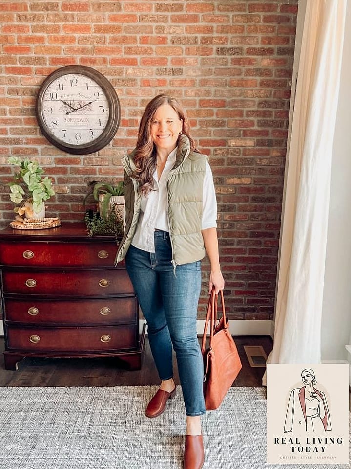 Button Down With a Puffer Vest