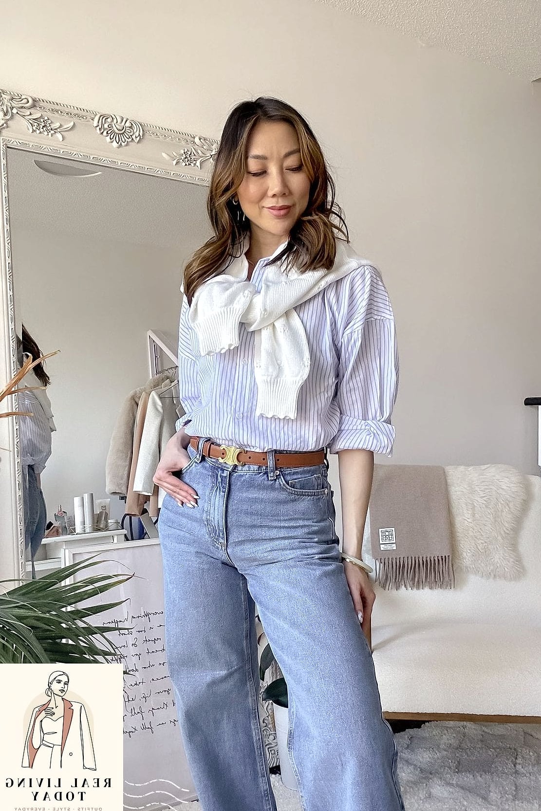 Button Down Tied Over a Slip Dress