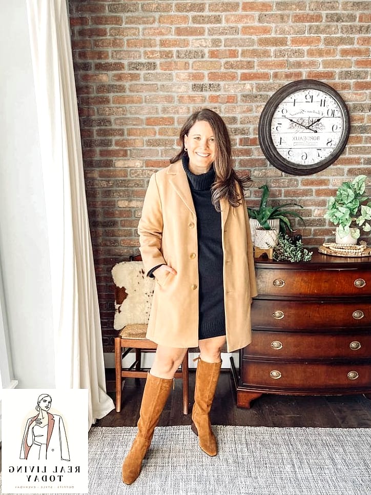 25 Fall Going Out Outfits for Women That Are Trendy, Cute and On Point 21 Camel Coat Over an All-Black Outfit