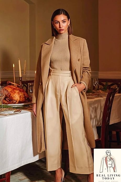 The Camel Coat and Turtleneck Combo