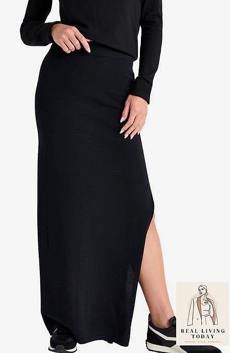 30 Outfits With Black Skirt That Are Seriously Stylish Right Now 30 Cashmere Sweater and Black Midi Skirt for Everyday Elegance