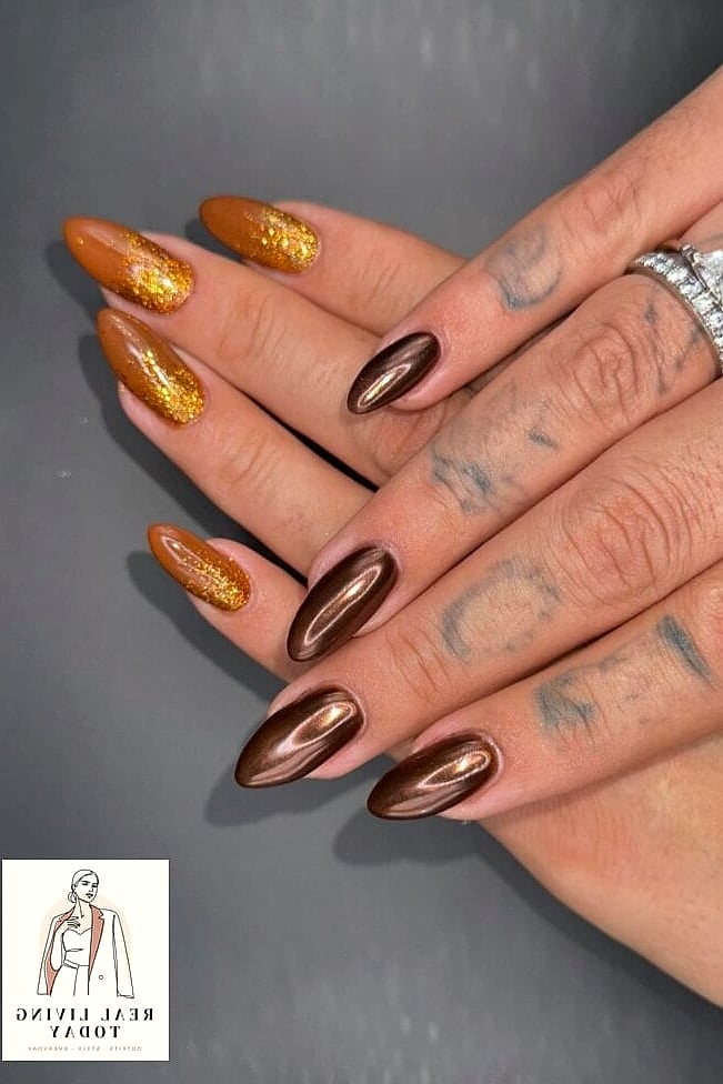 25 Fall Chrome Nail Ideas So Good They're Worth Every Penny at the Salon 7 Chocolate Brown Chrome for Understated Luxury