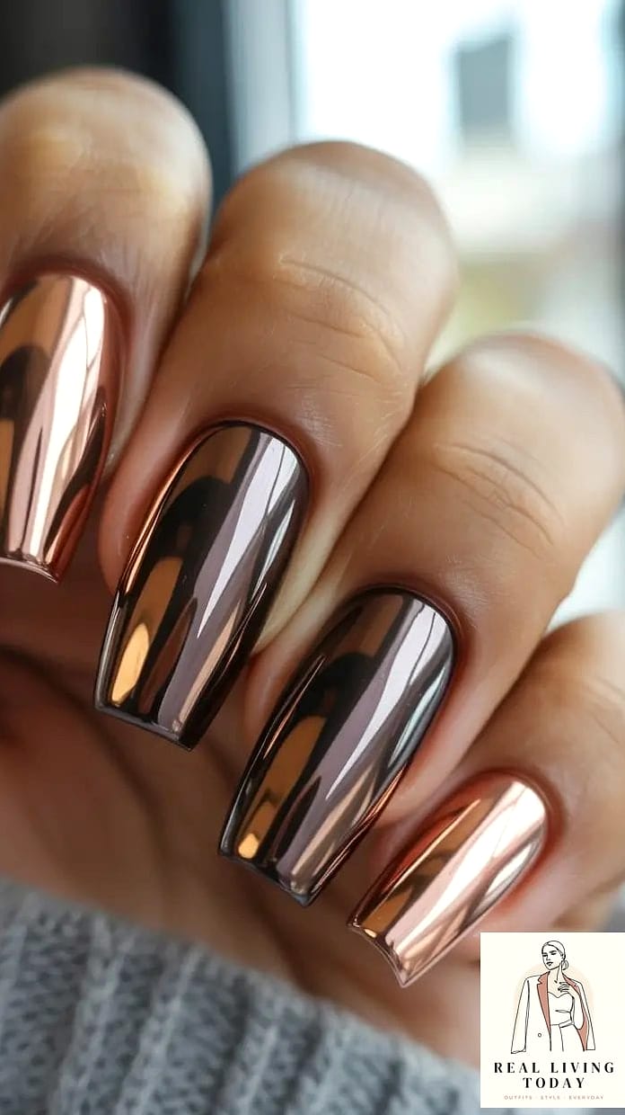 25 Fall Fashion Trends Worth Knowing About Right Now 13 Chrome Nails Moving Into Fall