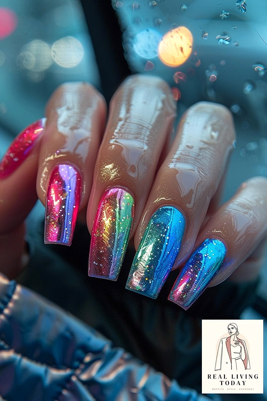 22 Pop Concert Outfit That Are Seriously Stylish Right Now 12 Chrome Nails and a Sleek Slip Skirt Set