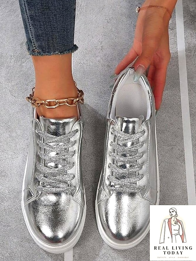 Chrome and Silver Detail Sneakers