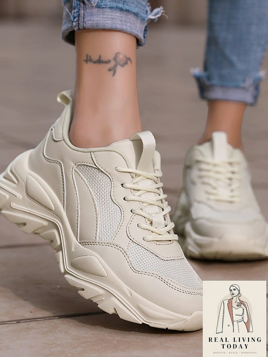 29 Trendy Sneakers Outfit You Need to Know About 15 Chunky Knit Sweater and Straight Jeans