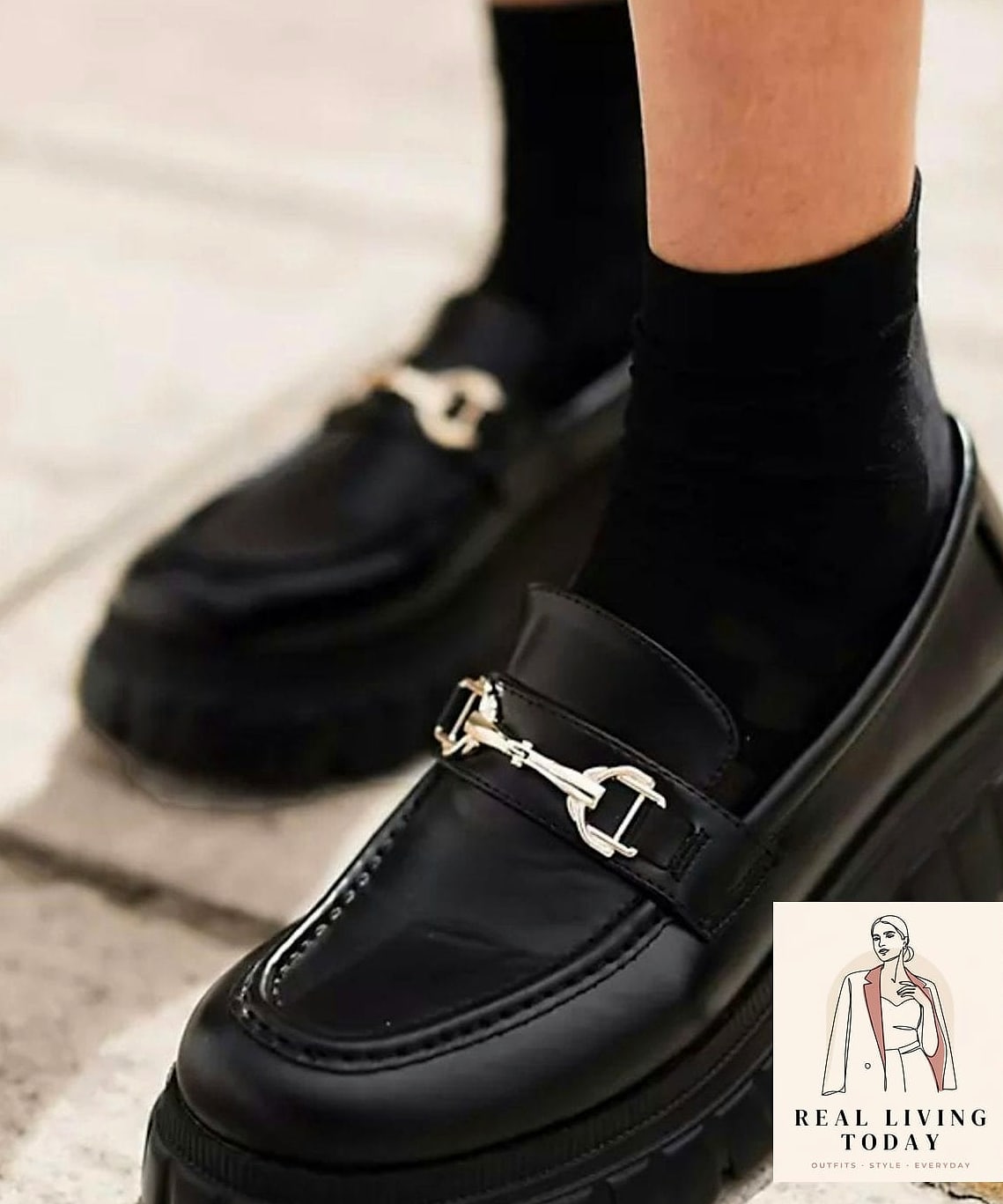 30 Teacher Outfit Ideas That Actually Look Amazing 25 The Chunky Loafer and Sock Combo