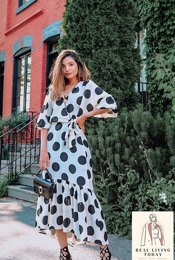 28 Polka Dot Outfit Trend Going Viral Right Now 2 The Classic Black and White Polka Dot Midi Dress