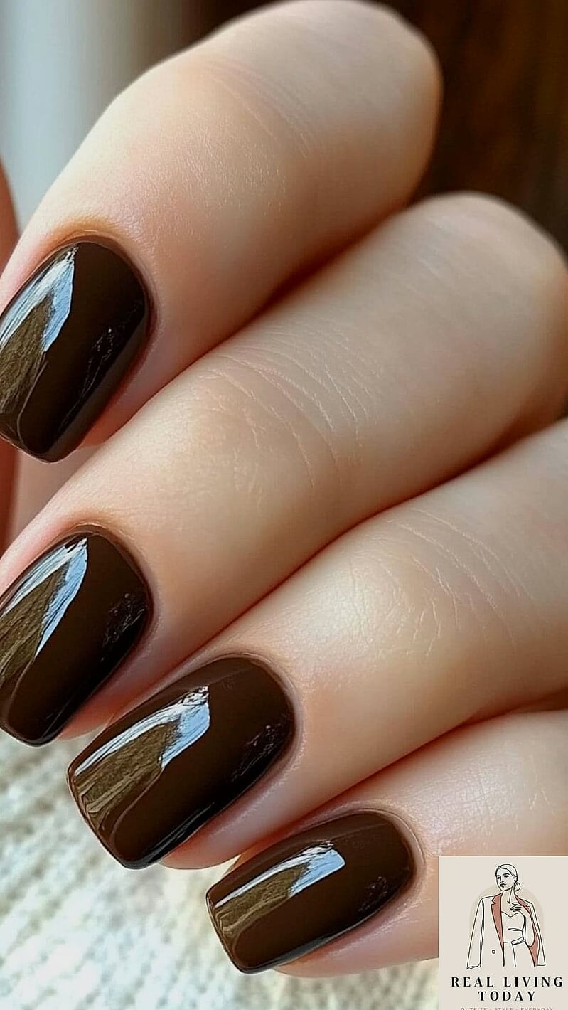 25 Fall Nail Ideas Worth Bookmarking Right Now 2 Classic Chocolate Brown