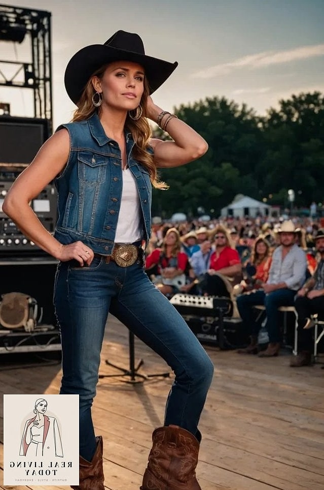 25 Country Concert Outfit Ideas That Are Stylish, Fun and Totally Western 2 The Classic Denim on Denim Moment