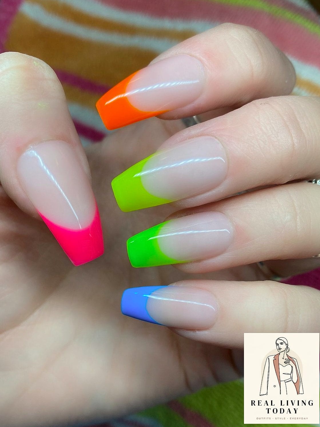 22 Rainbow Press On Nails Ideas That Are Going Viral on Pinterest 2 The Classic Rainbow French Tip