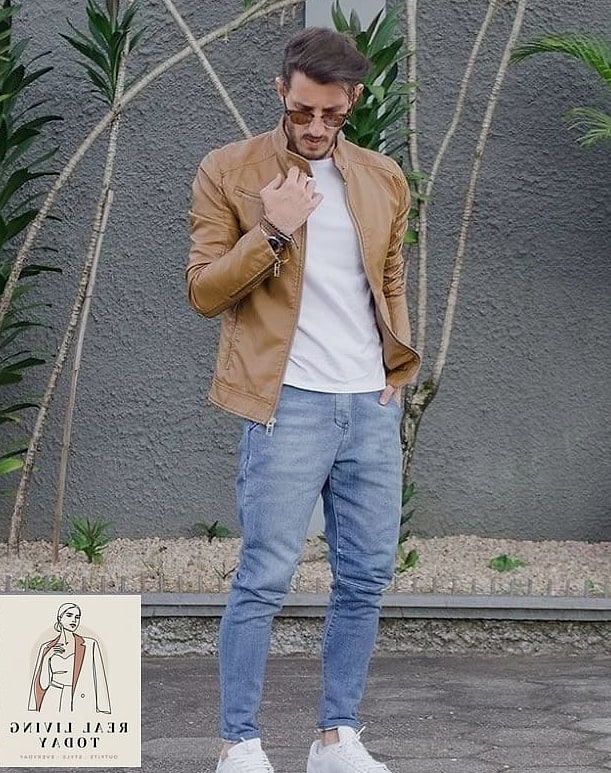 24 Leather Jacket Outfit You'll Want to Wear on Repeat 2 The Classic White Tee and Straight-Leg Jeans