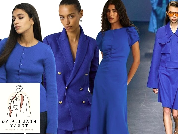 25 Fall Date Night Outfits for 2026 That Are Romantic and Incredibly Chic 12 Cobalt Blue Blouse with Tailored Trousers