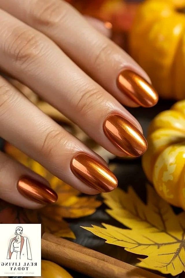 25 Fall Chrome Nail Ideas So Good They're Worth Every Penny at the Salon 9 Copper Chrome for Warm Undertones