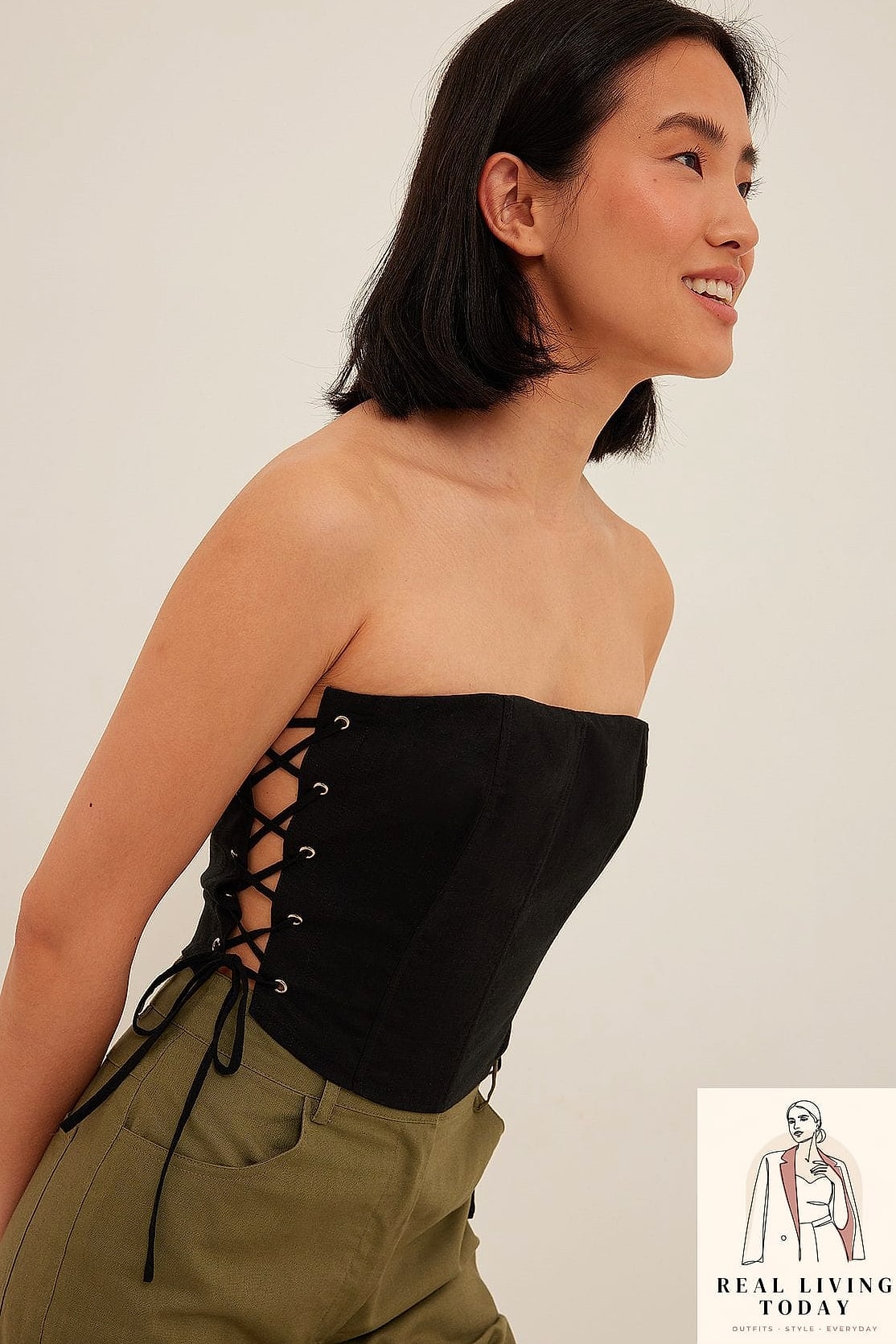 Corset Top and Sweatpants Contrast