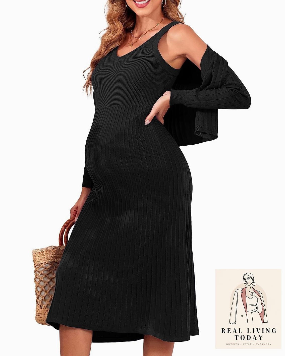25 Chic Baby Shower Outfits for Guests That Are Totally On-Trend Right Now 20 Cropped Cardigan and High-Waisted Skirt