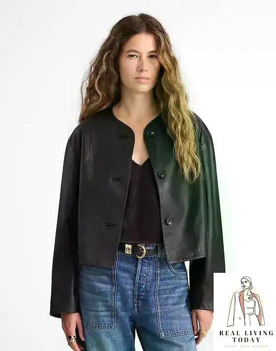 24 Leather Jacket Outfit You'll Want to Wear on Repeat 13 Cropped Cardigan Layered Under Leather