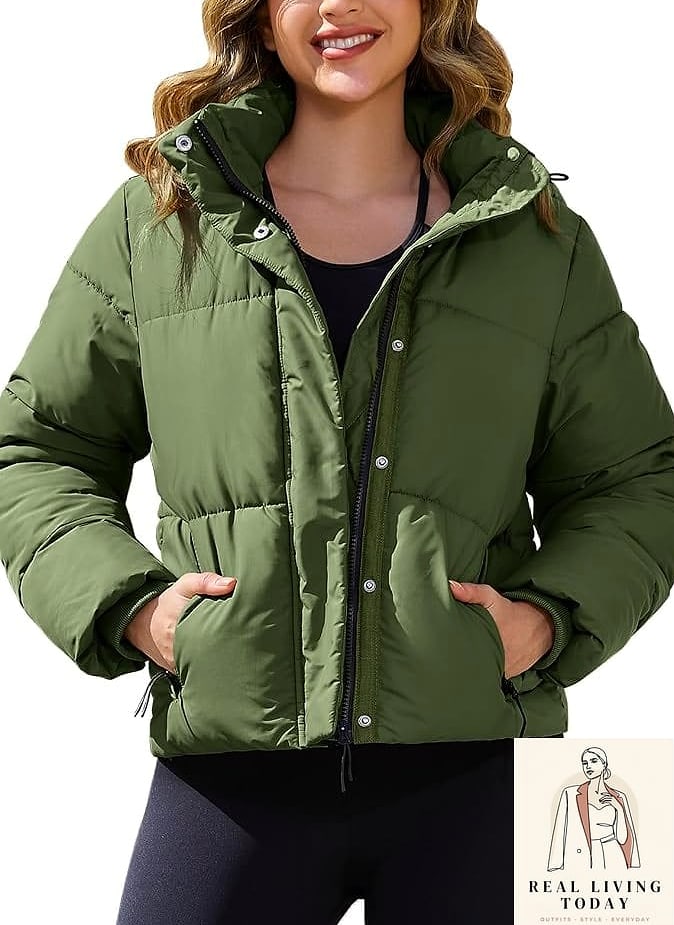 22 Coat Outfit Ideas That Will Make You Look Like the Coolest Girl This Season 10 Cropped Puffer with High-Waisted Jeans