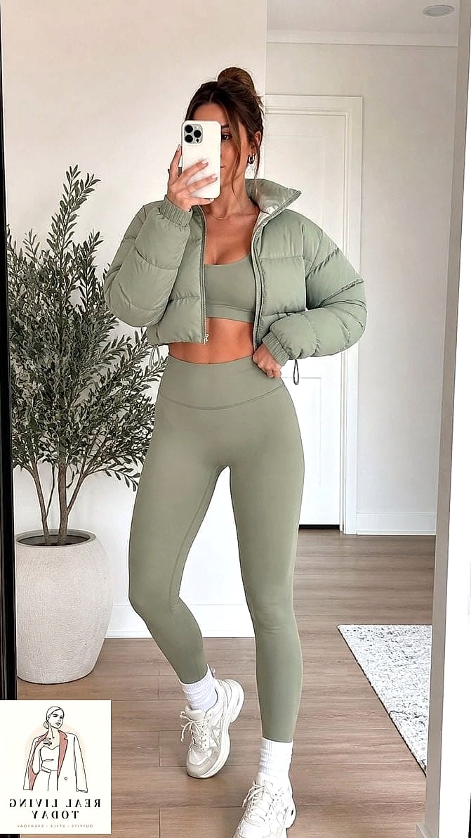 Cropped Puffer Vest Over a Hoodie