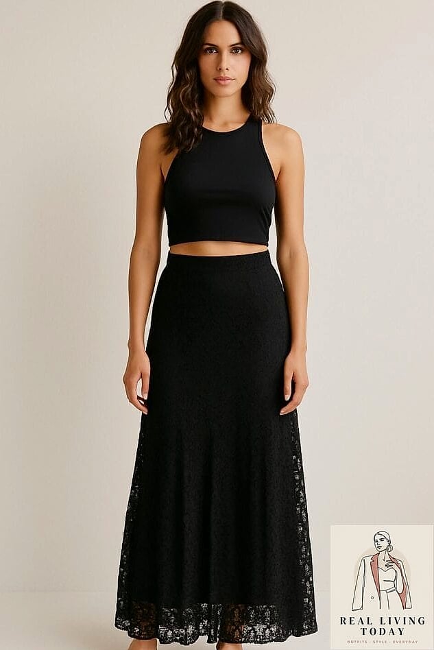 30 Outfits With Black Skirt That Are Seriously Stylish Right Now 6 Crop Top and High-Waisted Mini Skirt