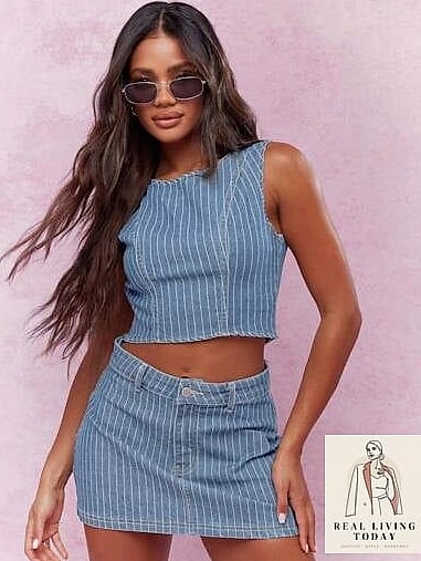 28 Denim Mini Skirt Outfit Worth Pinning Immediately 14 Crop Top and High-Waisted Pairing