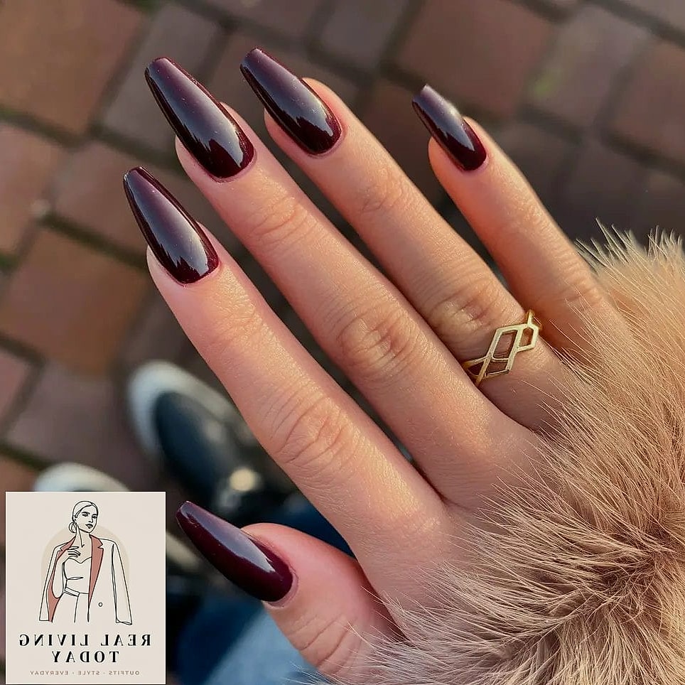 25 Fall Nail Ideas Worth Bookmarking Right Now 24 Deep Wine Coffin Nails