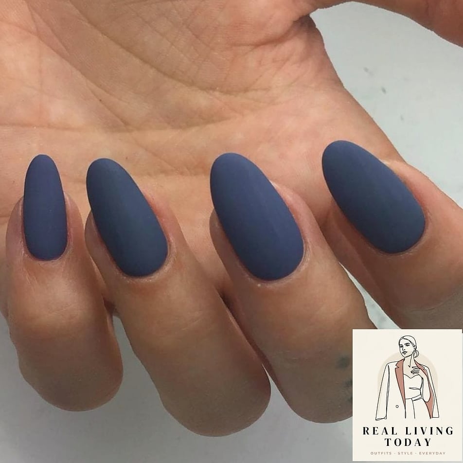 23 Blue Nail Ideas That Are Going Viral on Pinterest 8 Denim Blue Matte Nails