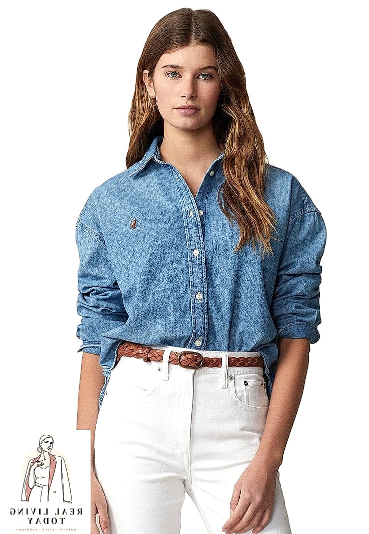 Denim Button Down With Wide-Leg Trousers