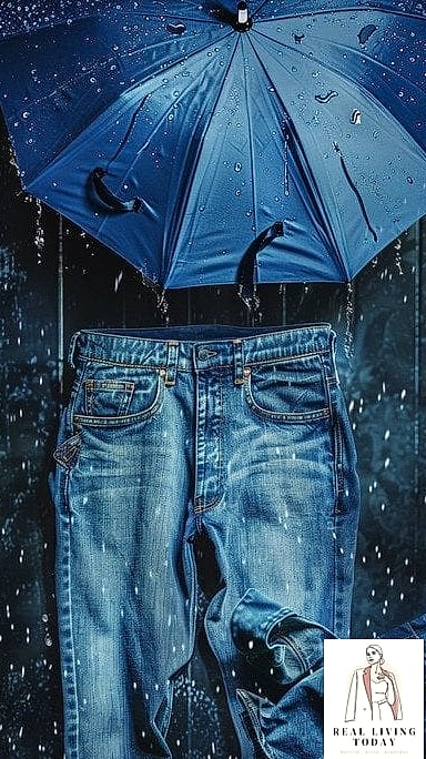 29 Rainy Day Outfit That Actually Look Amazing 22 Denim on Denim with a Rain Jacket Layer