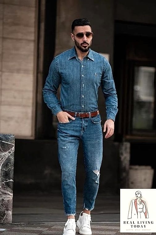30 Dark Blue Jeans Outfit That Actually Look Amazing 29 Denim Shirt Layered Underneath