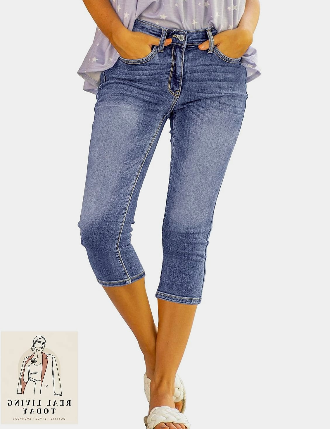 26 Capri Pants Outfits That Actually Look Amazing 8 Distressed Denim Capris for a Casual Weekend