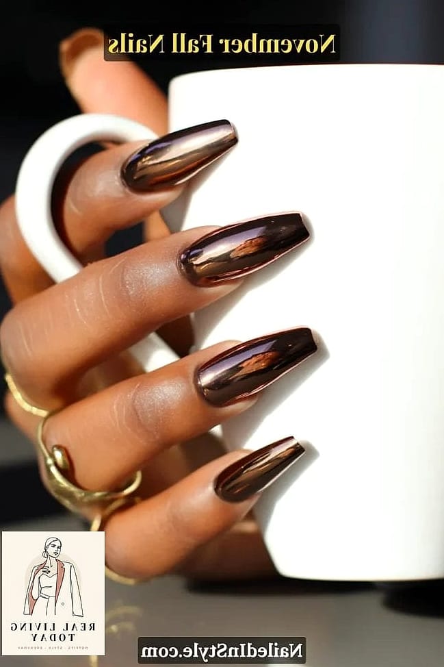 25 Fall Chrome Nail Ideas So Good They're Worth Every Penny at the Salon 17 Espresso Brown Chrome for Coffee-Girl Aesthetic