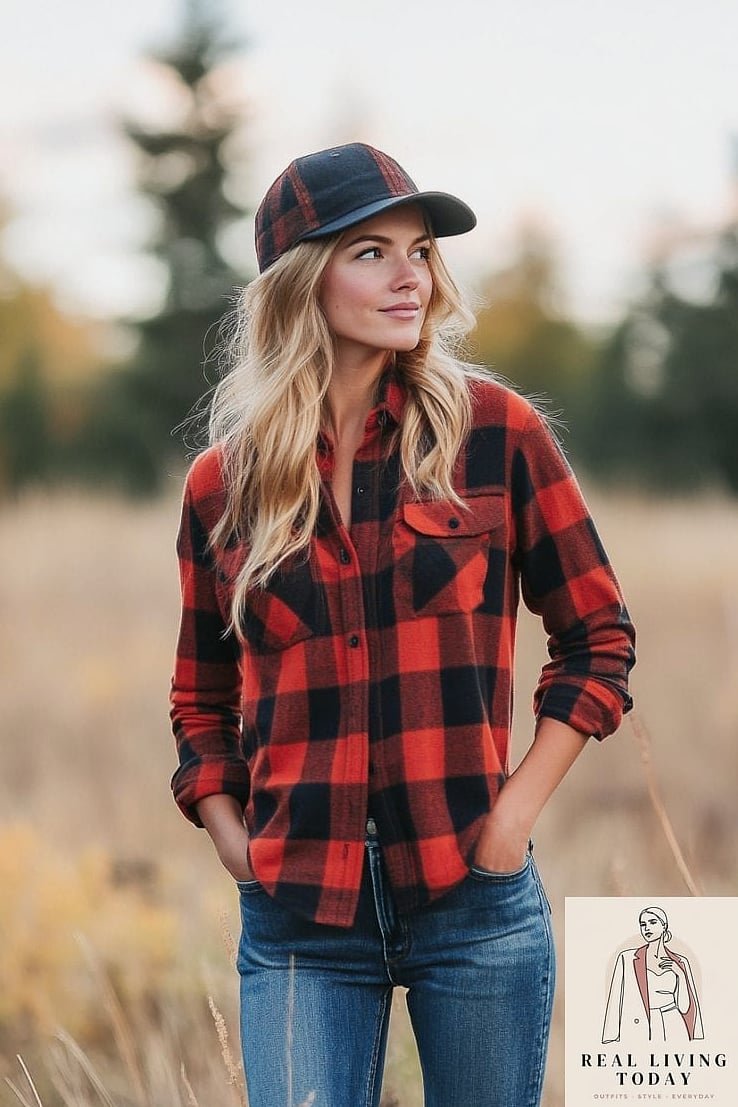 22 Cute Pumpkin Patch Outfit Ideas That Are Cozy and So Instagram-Worthy 2 The Flannel and Denim Classic