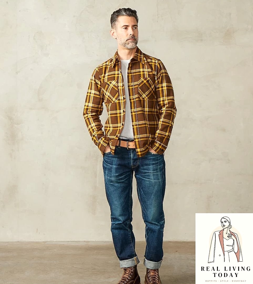 30 Dark Blue Jeans Outfit That Actually Look Amazing 10 Flannel Shirt Tied at the Waist