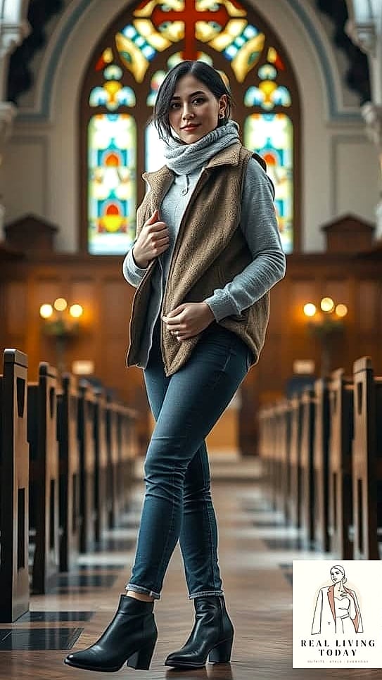 28 Church Outfit That Look Effortlessly Chic 18 The Flare Jeans and Fitted Top Look