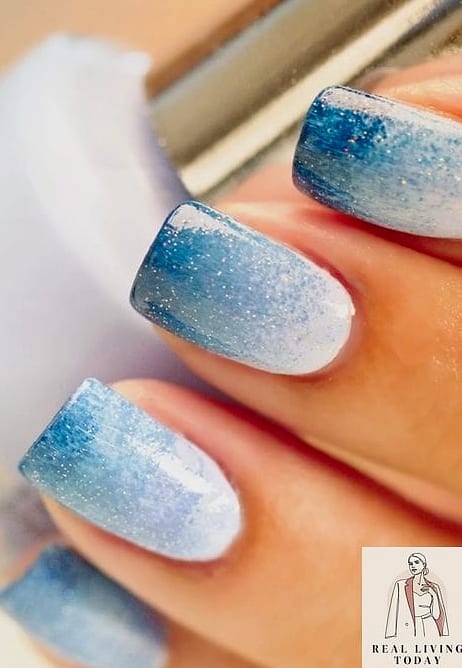 23 Blue Nail Ideas That Are Going Viral on Pinterest 11 Glitter Blue Ombre Nails