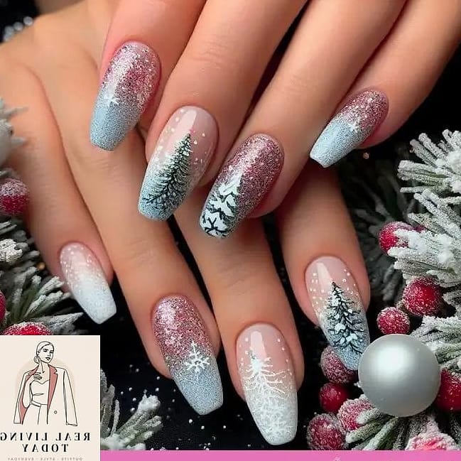 28 Holiday Press On Nails And Manicure Ideas Worth Bookmarking Right Now 3 Glitter Ombre Tips