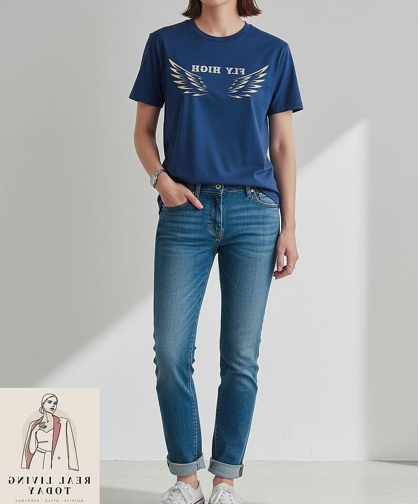 30 Dark Blue Jeans Outfit That Actually Look Amazing 17 Graphic Tee and Bucket Hat
